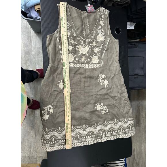 Johnny Was Los Angeles 100% Linen Dress Size Large Floral Breen Tank Dress - Picture 7 of 11